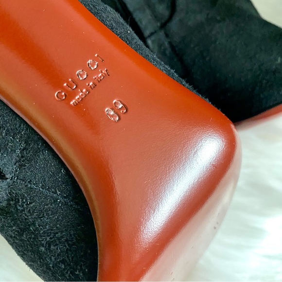 ‼️DROP‼️ GUCCI Black Booties Suede tassel fringe & Gold embellished zipper boots - Picture 5 of 15